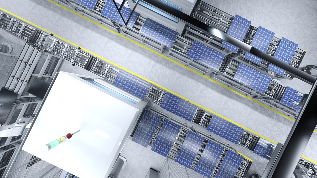 Aerial Shot Photovoltaics Eco Friendly Warehouse 3D Illustration